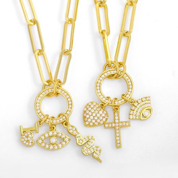 chokers 2pcs/lot wholesale cross love eye combo pendant personality ins serpentine necklace hip-hop collarbone chain in bulk, Golden;silver
chokers 2pcs/lot wholesale cross love eye combo pendant personality ins serpentine necklace hip-hop collarbone chain in bulk, Golden;silver