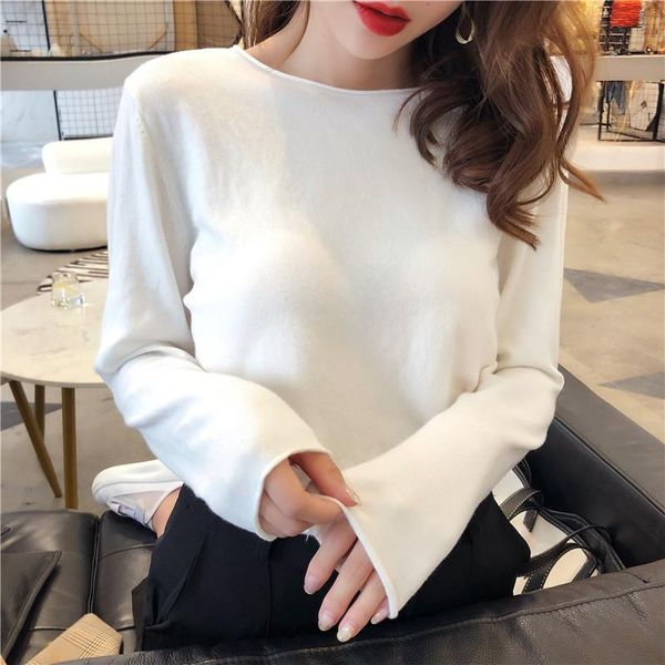 women's sweaters thin sweater with solid color knitting base bottoming crew neck loose blouse, White;black
women's sweaters thin sweater with solid color knitting base bottoming crew neck loose blouse, White;black