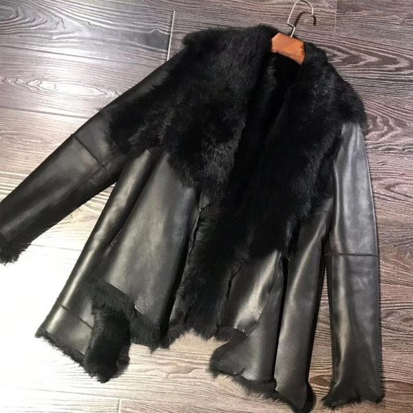 women's leather & faux shearling jacket ladies real lambskin women genuine sheep coat, Black
women's leather & faux shearling jacket ladies real lambskin women genuine sheep coat, Black