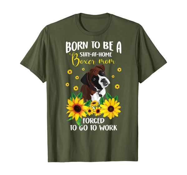 born to be a stay at home boxer mom dog tshirt, White;black