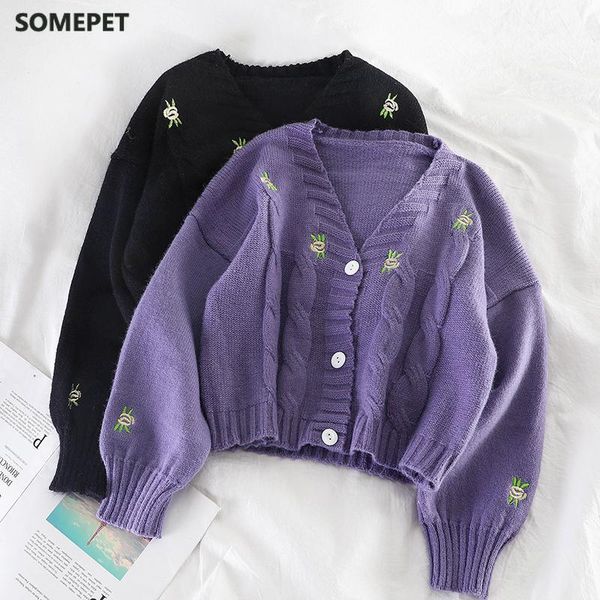 korean v neck lantern long sleeve knitted cardigans female embroidery solid single breast short sweater coat autumn women's knits & tee, White
korean v neck lantern long sleeve knitted cardigans female embroidery solid single breast short sweater coat autumn women's knits & tee, White