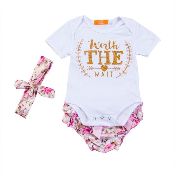 clothing sets 0-24m worth the wait printed short sleeve bodysuits+flower bottoms+headband 3pcs set for born infant baby girls clothes, White
clothing sets 0-24m worth the wait printed short sleeve bodysuits+flower bottoms+headband 3pcs set for born infant baby girls clothes, White