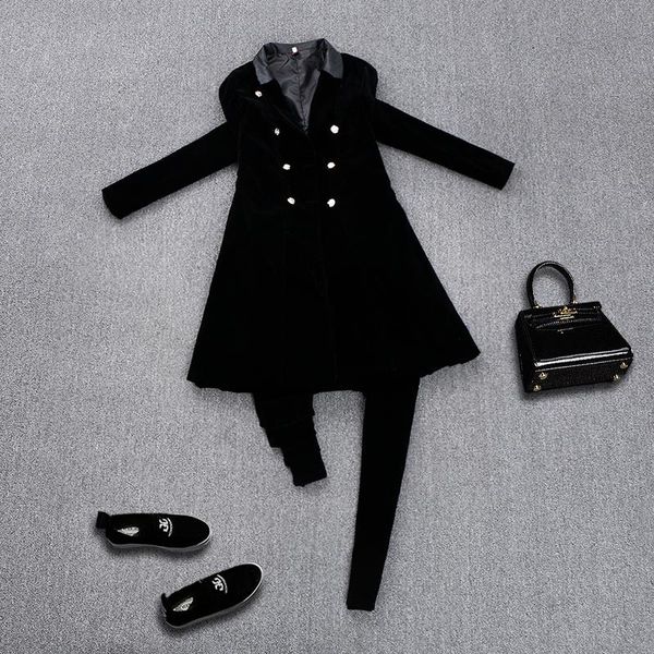 women's two piece pants european station autumn fashion suit female double-breasted long jacket nine sets, White
women's two piece pants european station autumn fashion suit female double-breasted long jacket nine sets, White