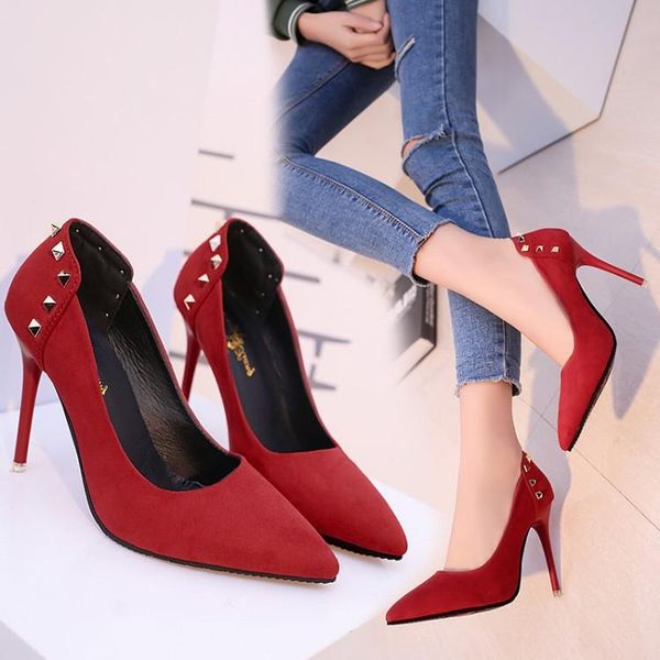 dress shoes 2021 spring shallow mouth women's pointed high heels women stiletto rivet single suede red, Black
dress shoes 2021 spring shallow mouth women's pointed high heels women stiletto rivet single suede red, Black
