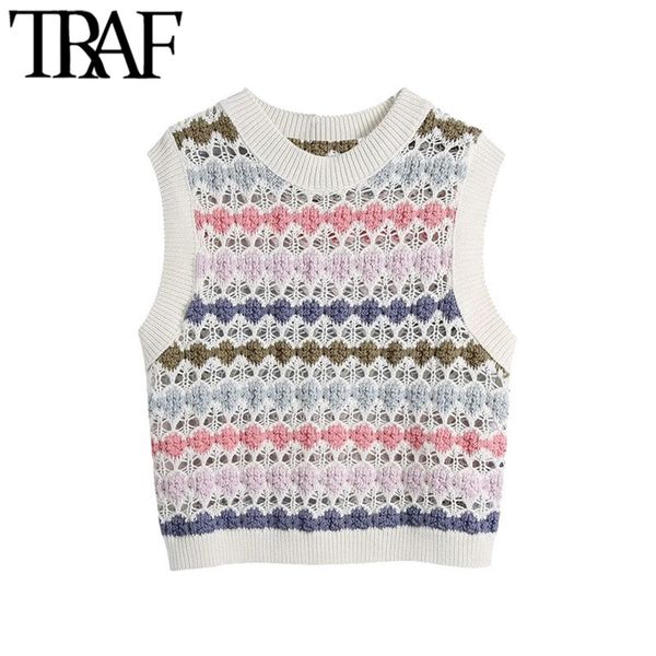 women fashion hollow out cropped knitted vest sweater vintage o neck sleeveless female waistcoat chic 210507, White
women fashion hollow out cropped knitted vest sweater vintage o neck sleeveless female waistcoat chic 210507, White