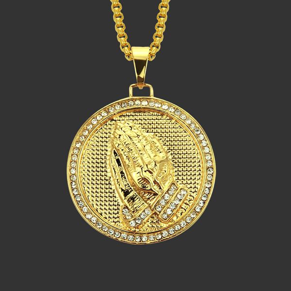 pendant for men chains hip hop amulet neck s exaggerated personality men's bergamot round card prayer hand necklace, Silver
pendant for men chains hip hop amulet neck s exaggerated personality men's bergamot round card prayer hand necklace, Silver