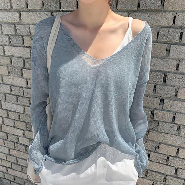 women's blouses & shirts women casual v neck knitted blouse solid loose ladies batwing sleeve see through shirt female roupas femi, White
women's blouses & shirts women casual v neck knitted blouse solid loose ladies batwing sleeve see through shirt female roupas femi, White