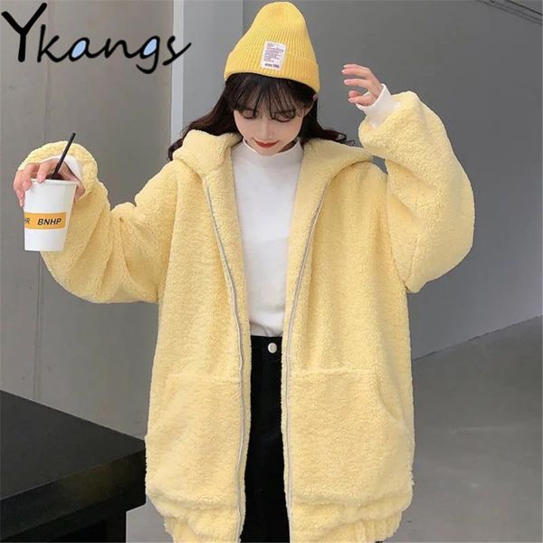 women's fur & faux harajuku sweet imitation lamb wool women parka korean version solid color coat autumn winter thin all-match kawaii h, Black
women's fur & faux harajuku sweet imitation lamb wool women parka korean version solid color coat autumn winter thin all-match kawaii h, Black