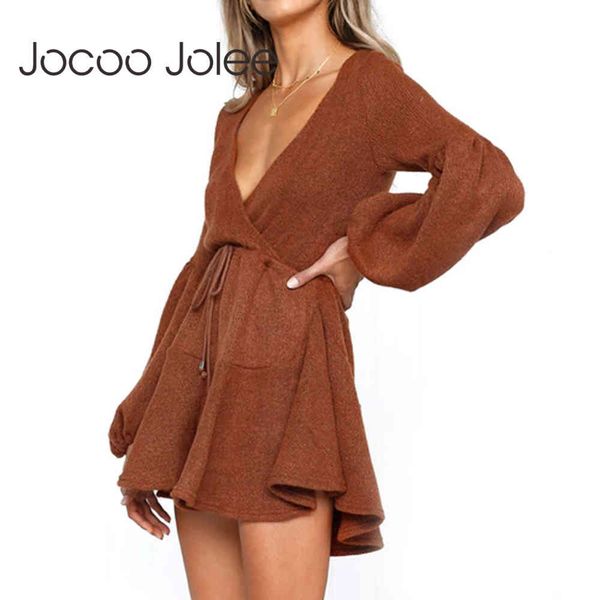 women v neck ruffle knitted sweater dress autumn winter lace up short es casual long sleeve solid a-line 210428, Black;gray
women v neck ruffle knitted sweater dress autumn winter lace up short es casual long sleeve solid a-line 210428, Black;gray