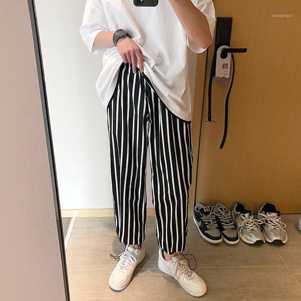 men's pants summer thin casual fashion striped men streetwear korean loose straight wide-leg mens suit, Black
men's pants summer thin casual fashion striped men streetwear korean loose straight wide-leg mens suit, Black