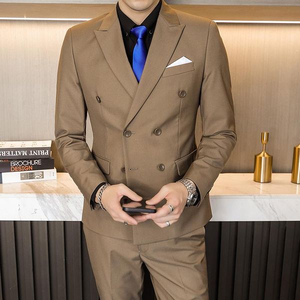 men's suits & blazers double breasted tuxedo suit men business work wedding formal sets jacket with pant slim fit korean casual clothin, White;black
men's suits & blazers double breasted tuxedo suit men business work wedding formal sets jacket with pant slim fit korean casual clothin, White;black