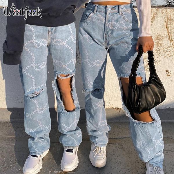 waatfaak chain printed hollow out baggy jeans women high waist straight trousers ripped streetwear pockets cargo pants y2k 2021 women's, Blue
waatfaak chain printed hollow out baggy jeans women high waist straight trousers ripped streetwear pockets cargo pants y2k 2021 women's, Blue