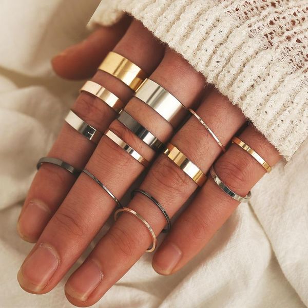cluster rings european and american cross-border ring creative fashion three-color thick thin 14-piece joint, Golden;silver
cluster rings european and american cross-border ring creative fashion three-color thick thin 14-piece joint, Golden;silver