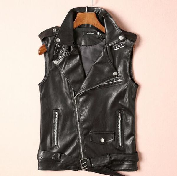 men's vests fashion sleeveless pu leather vest male tide punk diagonal zipper lapel waistcoat motorcycle men coat, Black;white
men's vests fashion sleeveless pu leather vest male tide punk diagonal zipper lapel waistcoat motorcycle men coat, Black;white