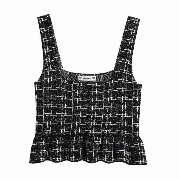 vintage chic metal colors thread strap women fashion square collar pullovers elegant ladies plaid ruffles short sweater 210531, White
vintage chic metal colors thread strap women fashion square collar pullovers elegant ladies plaid ruffles short sweater 210531, White