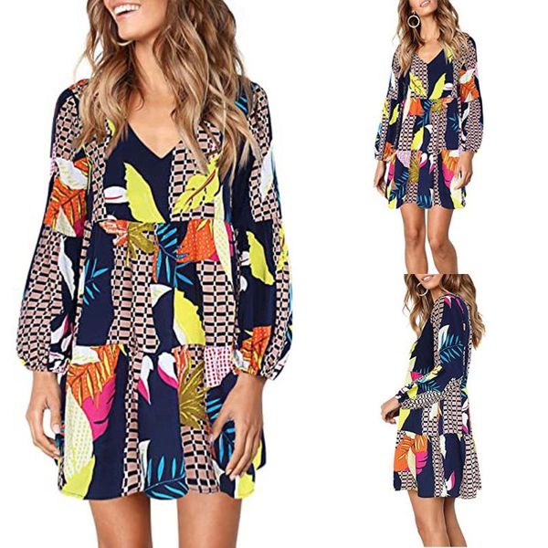 casual dresses elegant dress colorful mini swing loose comfy v-neck long sleeve womens printed, Black;gray
casual dresses elegant dress colorful mini swing loose comfy v-neck long sleeve womens printed, Black;gray