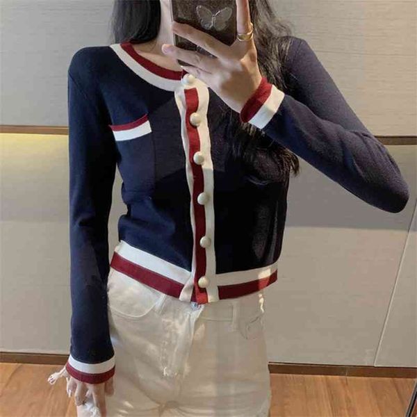 autumn winter women o-neck full sleeve buttons slim knitted sweater cardigans lady contrast color crop female pull 210514, White;black
autumn winter women o-neck full sleeve buttons slim knitted sweater cardigans lady contrast color crop female pull 210514, White;black