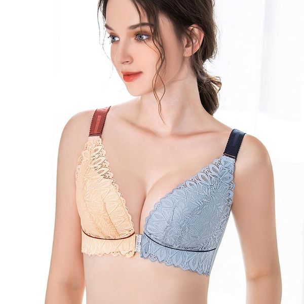 bras summer no steel ring front buckle large underwear women's color contrast thin collection adjustable back bra, Red;black
bras summer no steel ring front buckle large underwear women's color contrast thin collection adjustable back bra, Red;black