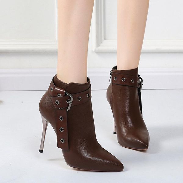 boots 2021 autumn and winter women's stiletto super high heel thin pointed belt buckle short, Black
boots 2021 autumn and winter women's stiletto super high heel thin pointed belt buckle short, Black