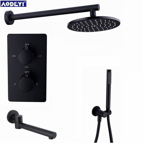 brass black 3 ways thermostatic faucets rainfull bathroom shower faucet set with spout handheld head sets
brass black 3 ways thermostatic faucets rainfull bathroom shower faucet set with spout handheld head sets