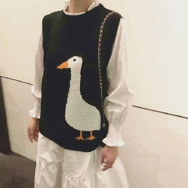 women knitted sweater vest korean style vintage cute goose pattern sleeveless pullover jumper tank waistcoat t444 211009, Black;white
women knitted sweater vest korean style vintage cute goose pattern sleeveless pullover jumper tank waistcoat t444 211009, Black;white