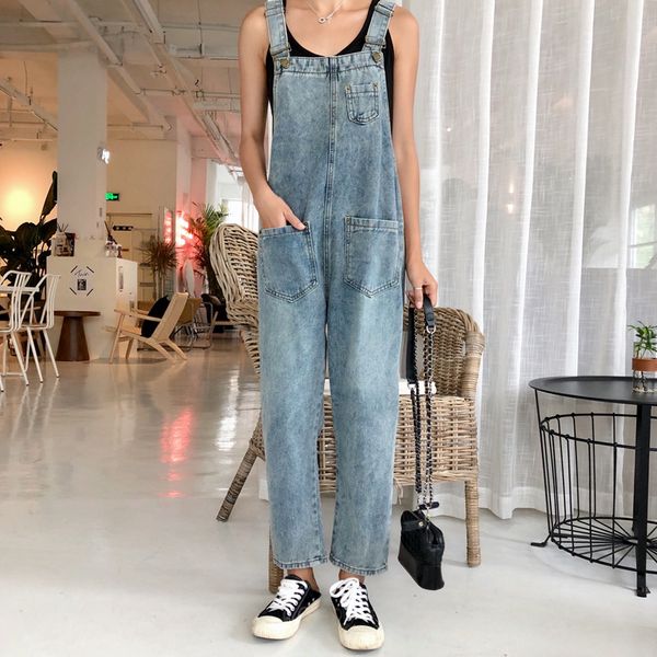women oversized denim jumpsuit autumn jeans overalls plus size bib solid pockets rompers vintage dungarees blue basic jean pants, Black;white
women oversized denim jumpsuit autumn jeans overalls plus size bib solid pockets rompers vintage dungarees blue basic jean pants, Black;white