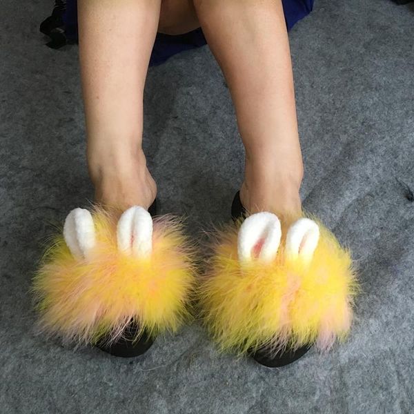 slippers 2021 summer women real feather turkey fur platform wedge heel thick bottom ear sandals slides mules, Black
slippers 2021 summer women real feather turkey fur platform wedge heel thick bottom ear sandals slides mules, Black