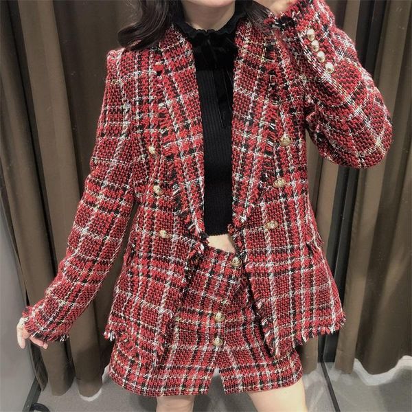 long-sleeved frayed trim coat streetwear ladies fashion double-breasted houndstooth tweed blazer retro women's suits & blazers, White;black
long-sleeved frayed trim coat streetwear ladies fashion double-breasted houndstooth tweed blazer retro women's suits & blazers, White;black