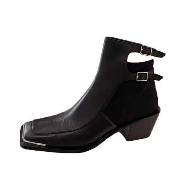 boots square toe thick heel women autumn winter european american style belt buckle side zipper fashion personality short, Black
boots square toe thick heel women autumn winter european american style belt buckle side zipper fashion personality short, Black