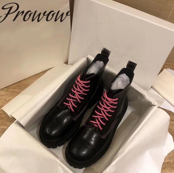 boots prowow genuine leather lace up ankle platform thick heel low autumn winter, Black
boots prowow genuine leather lace up ankle platform thick heel low autumn winter, Black