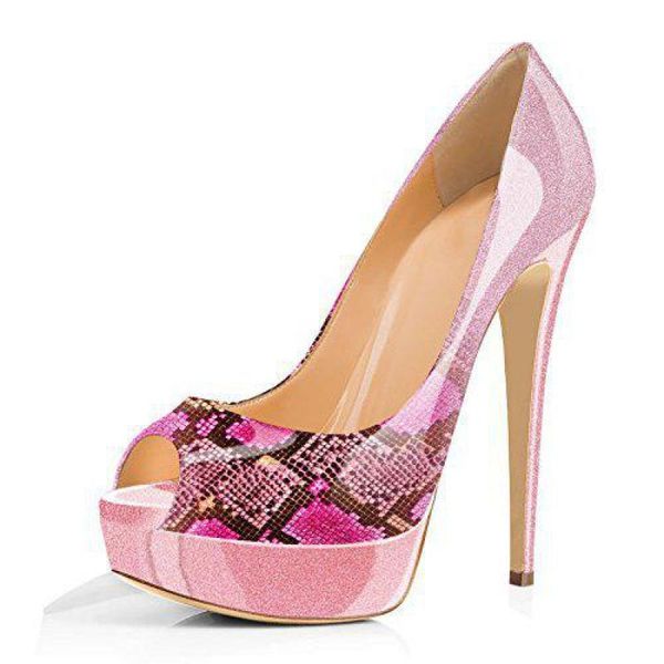 dress shoes brand women's pumps fish mouth snake print platform high sandals thin heels slip-on office woman, Black
dress shoes brand women's pumps fish mouth snake print platform high sandals thin heels slip-on office woman, Black