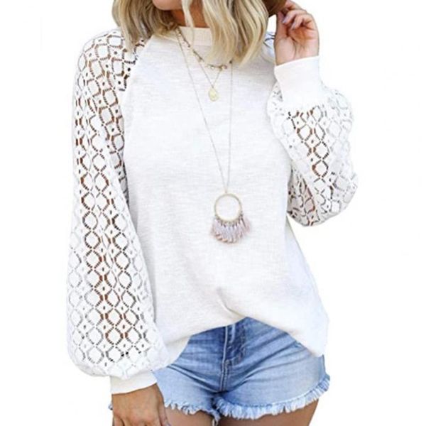 women's blouses & shirts women spring solid long sleeve casual blouse hollow out lace crochet crewneck t-shirt streetwear oversized blu, White
women's blouses & shirts women spring solid long sleeve casual blouse hollow out lace crochet crewneck t-shirt streetwear oversized blu, White