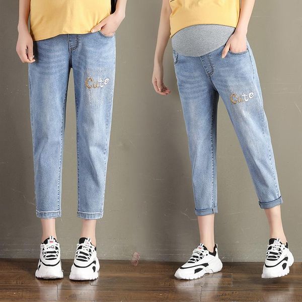 309# summer thin stretch denim maternity jeans chic ins straight belly pants clothes for pregnant women pregnancy harem trousers bottoms, White
309# summer thin stretch denim maternity jeans chic ins straight belly pants clothes for pregnant women pregnancy harem trousers bottoms, White