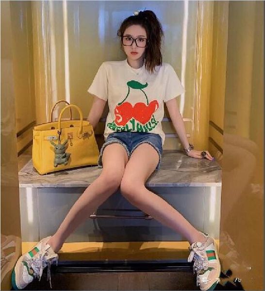 women's & tees short-sleeved t-shirt men and women the same cotton cherry letter printing cotton round neck casual bottoming shirt, White
women's & tees short-sleeved t-shirt men and women the same cotton cherry letter printing cotton round neck casual bottoming shirt, White