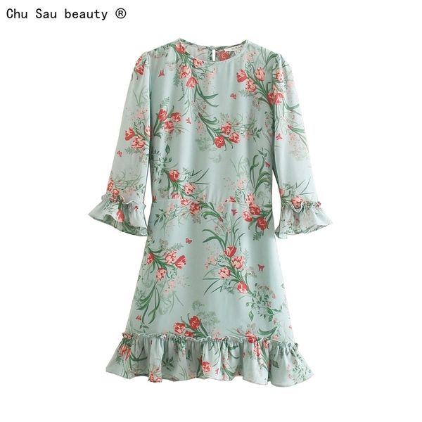french pastoral style floral print dress spring and summer fashion slim o-neck ruffled mid-sleeve skirt vintage 210508, Black;gray
french pastoral style floral print dress spring and summer fashion slim o-neck ruffled mid-sleeve skirt vintage 210508, Black;gray