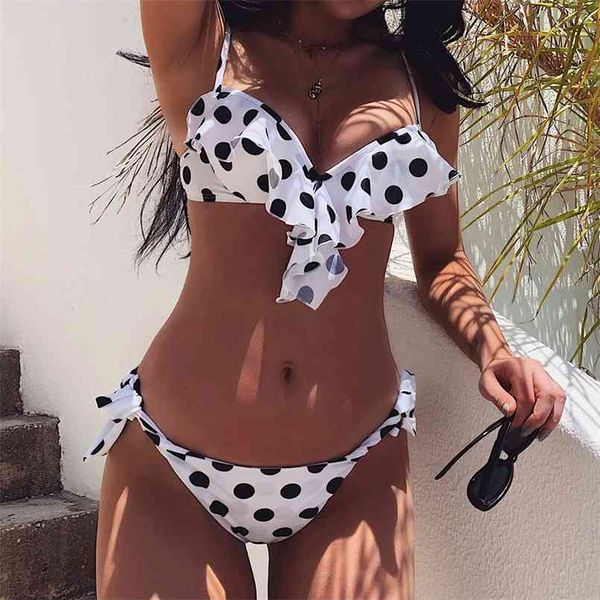 two piece bikinis ruffle swimwear women dot swimsuit push up plus size bathing suits floral beach wear 210722, White;black
two piece bikinis ruffle swimwear women dot swimsuit push up plus size bathing suits floral beach wear 210722, White;black