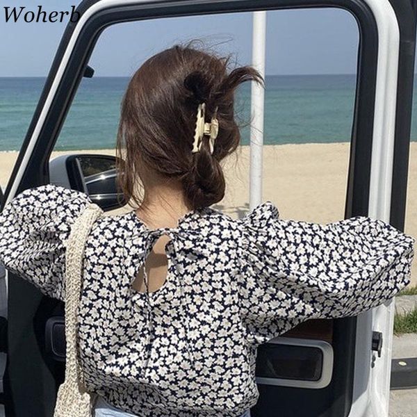 women's blouses & shirts woherb summer korean floral women sleeve fashion loose blouse back bow lace up hollow out o neck sl, White
women's blouses & shirts woherb summer korean floral women sleeve fashion loose blouse back bow lace up hollow out o neck sl, White