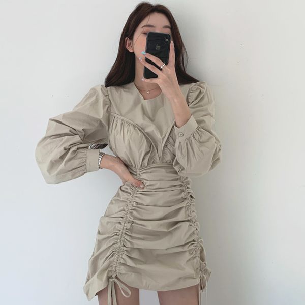 casual dresses french korean chic neck dress woman plied waist design thin irregular cord bubble sleeve l8mt, Black;gray
casual dresses french korean chic neck dress woman plied waist design thin irregular cord bubble sleeve l8mt, Black;gray