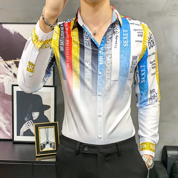 men's casual shirts color striped print men long sleeve floral social party slim fit luxury shirt camisa masculina 9tst, White;black
men's casual shirts color striped print men long sleeve floral social party slim fit luxury shirt camisa masculina 9tst, White;black
