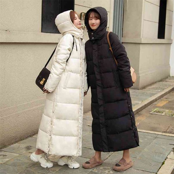 down cotton clothing women winter korean x-long to ankle bf loose outwear parkas coat 210913, Black
