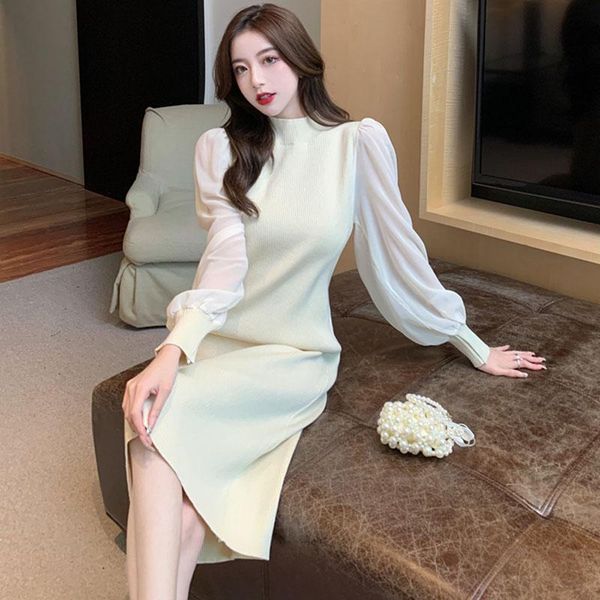 casual dresses elegant sweet temperament one-piece ladies dress autumn winter mesh long-sleeved patchwork knitted sweater midi, Black;gray
casual dresses elegant sweet temperament one-piece ladies dress autumn winter mesh long-sleeved patchwork knitted sweater midi, Black;gray
