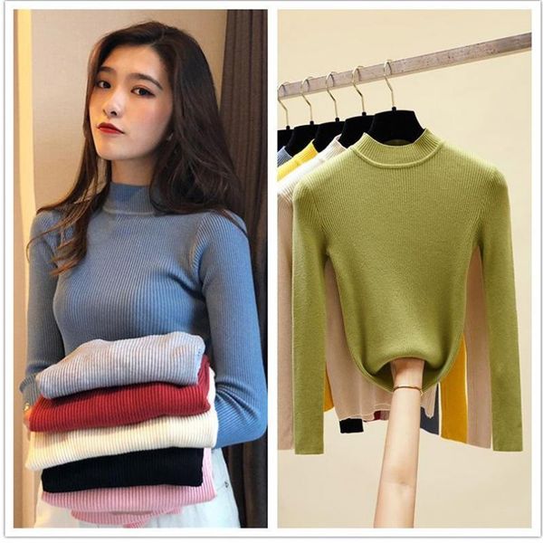 women's sweaters korean bottoming women turtleneck stretch knitting shirts pink blue red femme pullovers long sleeve 2021 knit sweater, White;black
women's sweaters korean bottoming women turtleneck stretch knitting shirts pink blue red femme pullovers long sleeve 2021 knit sweater, White;black