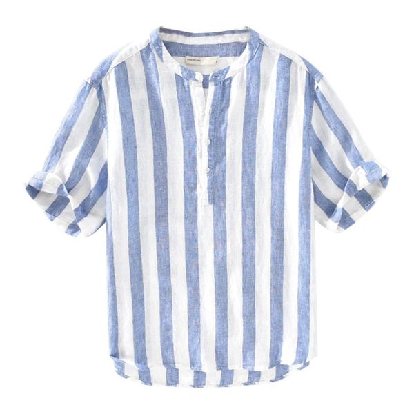 men's casual shirts pure linen short sleeve shirt for men summer japan fashion pullover male breathable vintage striped button up, White;black
men's casual shirts pure linen short sleeve shirt for men summer japan fashion pullover male breathable vintage striped button up, White;black