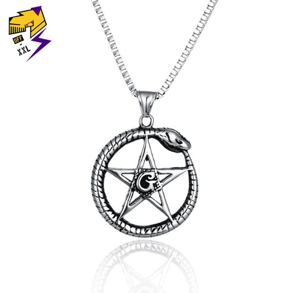 pendant necklaces stainless steel masons snake necklace for men/women masonic pentagram star punk biker classic jewelry, Silver
pendant necklaces stainless steel masons snake necklace for men/women masonic pentagram star punk biker classic jewelry, Silver