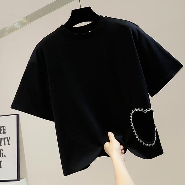 women's t-shirt summer tee tshirt female diamonds hollowed heart round neck pullover short sleeve casual for women loose white black to
women's t-shirt summer tee tshirt female diamonds hollowed heart round neck pullover short sleeve casual for women loose white black to