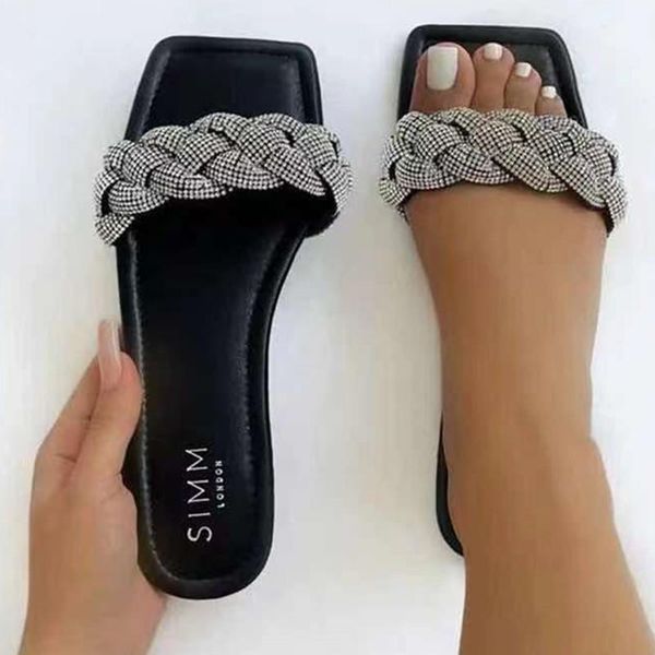 slippers summer sweet women flat cute open square toe outdoor comfort modern slides bling diamond decorate shoes, Black
slippers summer sweet women flat cute open square toe outdoor comfort modern slides bling diamond decorate shoes, Black