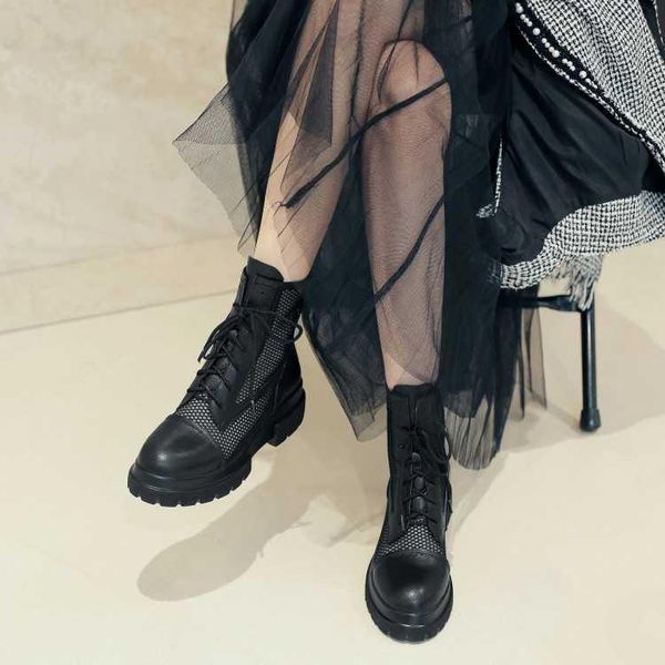 sandals cowhide net gauze hollow strap thick bottom round head boots 2021 roman women's summer, Black
sandals cowhide net gauze hollow strap thick bottom round head boots 2021 roman women's summer, Black