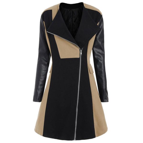 women's trench coats fashion women zipper turn-down collar coat 2021 vintage pu patchwork long sleeve overcoat office lady commuter win, Tan;black
women's trench coats fashion women zipper turn-down collar coat 2021 vintage pu patchwork long sleeve overcoat office lady commuter win, Tan;black