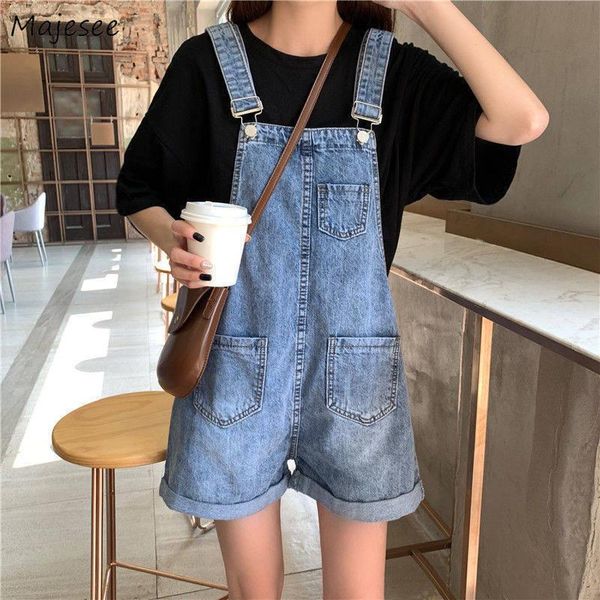 women's jumpsuits & rompers women summer denim wide leg button korean style simple fashion students leisure loose chic girls playsuits, Black;white
women's jumpsuits & rompers women summer denim wide leg button korean style simple fashion students leisure loose chic girls playsuits, Black;white