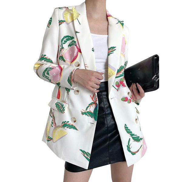women's suits & blazers elegant double breasted fruit print women full sleeve lapel loose vintage jacket fashion chic female cx1861, White;black
women's suits & blazers elegant double breasted fruit print women full sleeve lapel loose vintage jacket fashion chic female cx1861, White;black